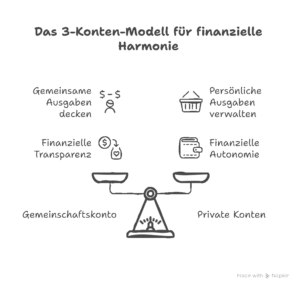 Paar plant gemeinsam das 3-Konten-Modell für ihre Finanzen