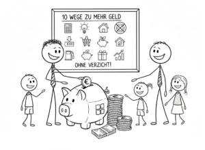 Familie plant Budget und senkt Familienausgaben durch clevere Strategien ohne Verzicht