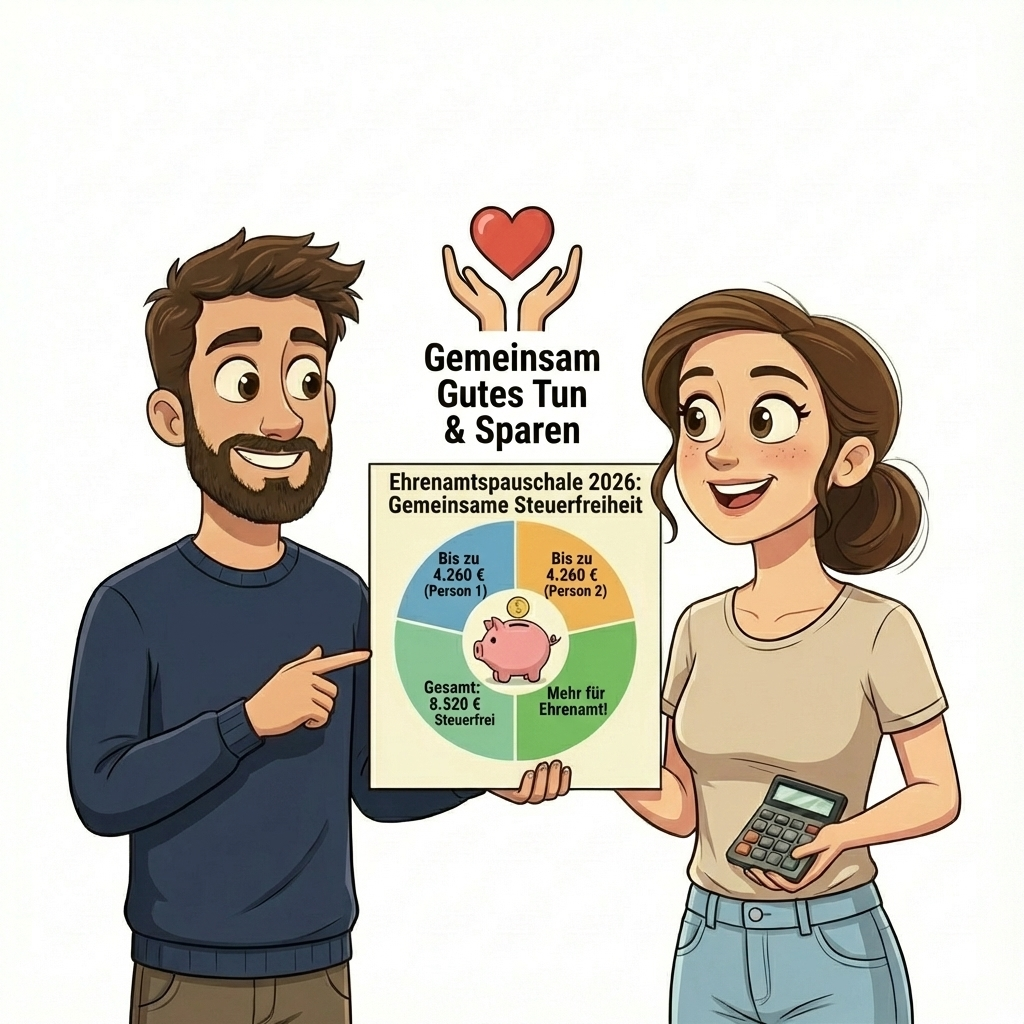Paar plant gemeinsam Ehrenamtspauschale 2026 - Steuerersparnis für Paare durch ehrenamtliche Tätigkeiten